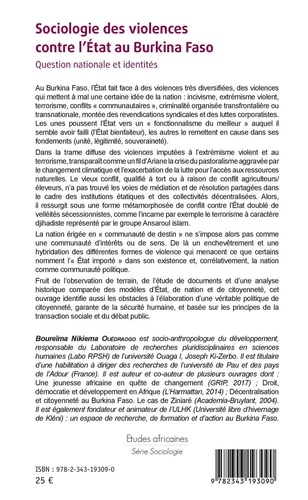 Sociologie des violences contre l'Etat au Burkina Faso. Question nationale et identités