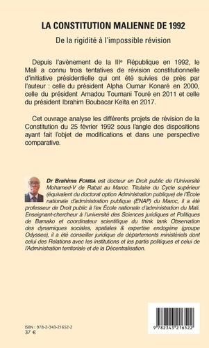 La constitution malienne de 1992. De la rigidité à l'impossible révision