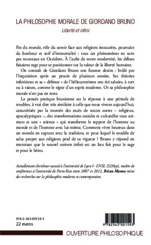 La philosophie morale de Giordano Bruno. Liberté et infini