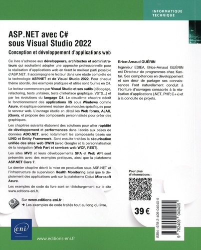 ASP.NET avec C# sous Visual Studio 2022. Conception et développement d'applications web  Edition 2022