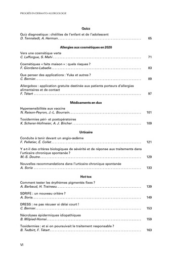 Progrès en Dermato-Allergologie. Bordeaux 2020