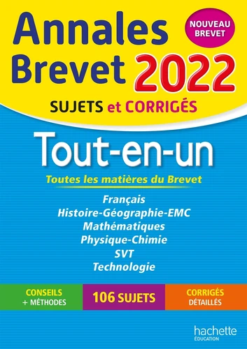 Couverture de Tout-en-un 3e : Français, Maths, Histoire-Géographie-EMC, Sciences, Annales Brevet (sujets et corrigés)