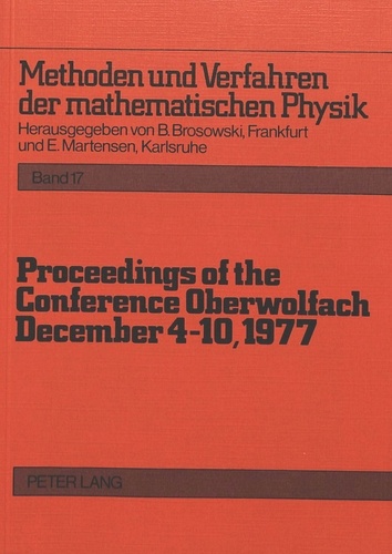 Bruno Brosowski et Erich Martensen - Proceedings of the Conference Oberwolfach: December 4-10, 1977.
