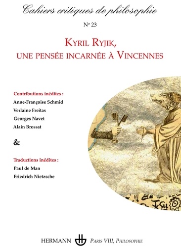 Bruno Cany - Cahiers critiques de philosophie N° 23, août 2020 : Kyril Ryjik, une pensée incarnée à Vincennes.