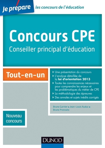 Bruno Garnier et Jean-Louis Auduc - Concours CPE - Conseiller principal d'éducation - Tout-en-un - Nouveau concours.