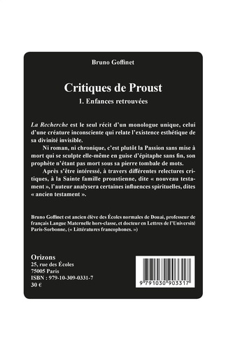 Critiques de Proust. Volume 1, Enfances retrouvées
