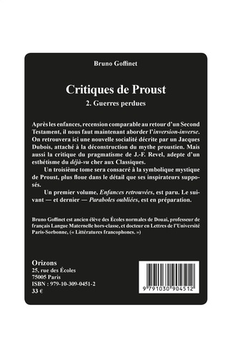 Critiques de Proust. Tome 2, Guerres perdues