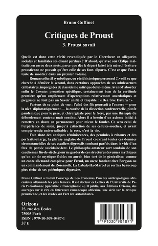 Critiques de Proust - Tome 3, Proust savait - Bruno Goffinet - Livres ...
