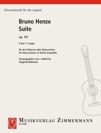 Bruno Henze - Gitarremusik für die Jugend  : Suite en ut majeur - 29. op. 151. 3 guitars or guitar ensemble. Partition et parties..