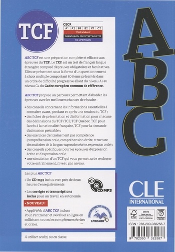 ABC TCF test de connaissance du français. 200 exercices  avec 1 CD audio MP3