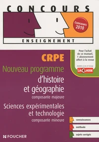 CRPE Histoire et Géographie composante majeure, Sciences expérimentales et technologie composante mineure