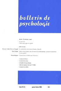 André Demailly et François Pingaud - Bulletin de psychologie N° 475, Janvier-févr : Psychologie et sport.