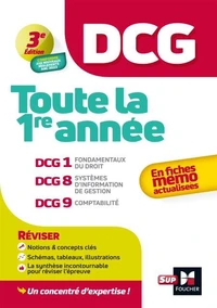 DCG - Toute la 1ère année du DCG 1, 8, 9 en fiches - Révision  2025-2026