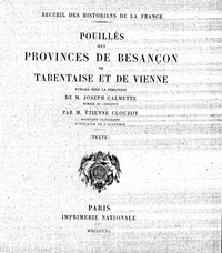 Pouillés des Provinces de Besançon, de Tarentaise et de Vienne