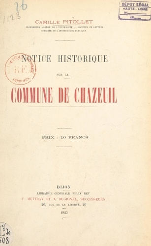Notice historique sur la commune de Chazeuil