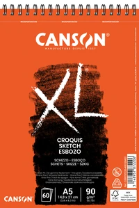 Album croquis spiralé canson xl® a5 - 60 feuilles 90g