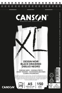 Album dessin spiralé canson xl® a5 - 30 feuilles 150g - noir