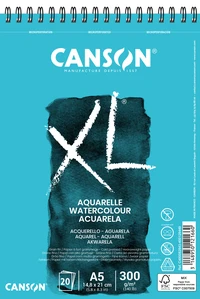 Album spiralé canson xl® aquarelle a5 - 20 feuilles 300g grain fin