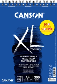 Album spiralé Canson XL® Mix Media Textured A4 - 30 feuilles 300g (dont 5 offertes)