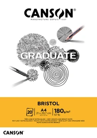 Bloc canson® graduate bristol a4 - 20 feuilles 180g/m²