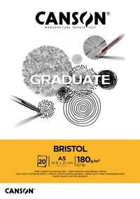 Bloc canson® graduate bristol a5 - 20 feuilles 180g/m²
