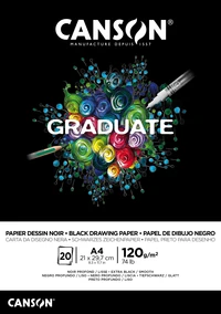Bloc Canson® Graduate Dessin A4 - 20 feuilles 120g/m² - Papier noir