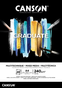 Bloc Canson® Graduate Mixed Media A4 - 20 feuilles 240g/m² - Papier noir