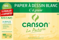 CANSON - Papier dessin blanc Canson A4 180g - Pochette 12 feuilles + 4 gratuites