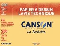 Pochette canson® dessin technique - 24x32 cm - 12 feuilles 200g/m²