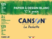 Pochette canson® papier à dessin blanc "c" à grain® - 24x32 cm - 12 feuillles 125g/m²