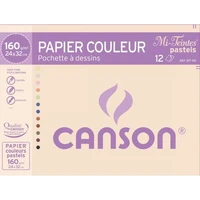Pochette canson® papier dessin couleur mi-teintes® - 24x32 cm - 12 feuilles 160g/m² - couleurs claires assorties