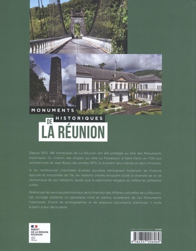 Monuments historiques de La Réunion Carine Durand Livres Furet du