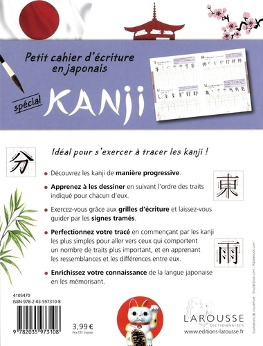 Petit cahier d'écriture en japonais spécial Kanji