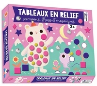 Carly Gledhill - Tableaux en relief, pompons, strass et mosaïques - Coffret avec 3 planches de gommettes, 40 pompons, 20 strass et 5 tableaux à décorer.