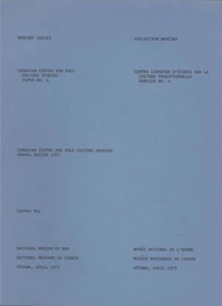 Canadian Centre for Folk Culture Studies annual review 1972