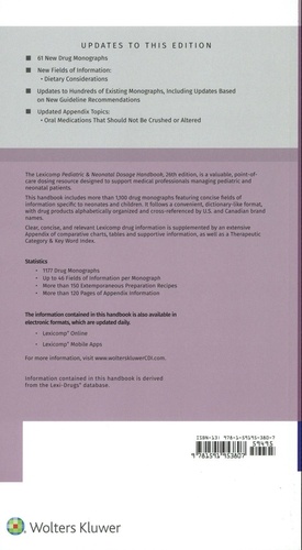 Pediatric Neonatal Dosage Handbook An De Carol Taketomo Grand Format Livre Decitre