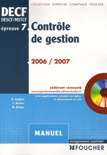 Controle De Gestion Decf Epreuve N 7 Manuel De Carole Bonnier Livre Decitre