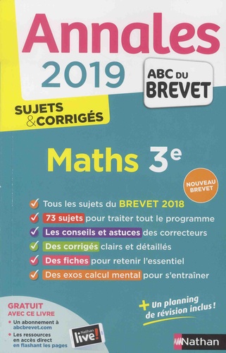 Mathématiques 3e. Sujets & corrigés  Edition 2019