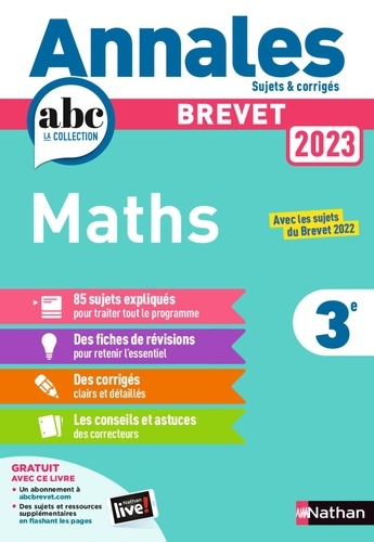 Maths 3e. Sujets & corrigés  Edition 2023