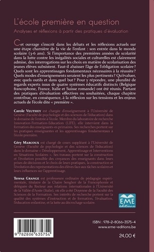 L'école première en question. Analyses et réflexions à partir des pratiques d'évaluation