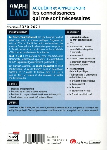 Cours de droit constitutionnel et institutions de la Ve République  Edition 2020-2021