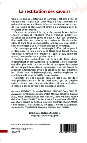 La restitution des savoirs. Un impensé des sciences sociales ?