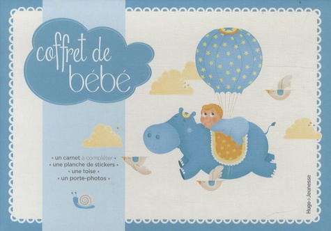 Caroline de Hugo - Coffret de bébé garçon - Avec un carnet à compléter, une planche de stickers, une toise, un porte-photos.