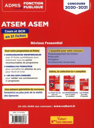 ATSEM/ASEM externe, interne, 3e voie catégorie C. Cours et QCM en 51 fiches  Edition 2020-2021