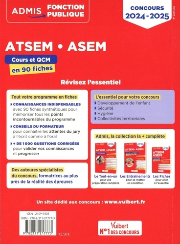 ATSEM/ASEM externe, interne, 3e voie catégorie C. Cours et QCM en 90 fiches  Edition 2024-2025