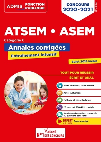 Concours ATSEM ASEM. Annales corrigées  Edition 2020-2021