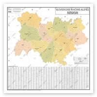 Geo reflet Editions - Carte Administrative de la Région Auvergne-Rhône-Alpes - Poster Plastifié 120x120cm.