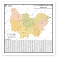 Geo reflet Editions - Carte Administrative de la Région Bourgogne-Franche-Comté - Poster Plastifié 120x120cm.
