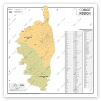 Geo reflet Editions - Carte Administrative de la Région Corse - Poster Plastifié 120x120cm.