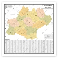 Geo reflet Editions - Carte Administrative de la Région Occitanie - Poster Plastifié 120x120cm.